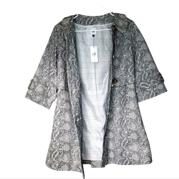 CABi Camille Gray and White Snake Print Overcoat in Size XS - Picture 5 of 10